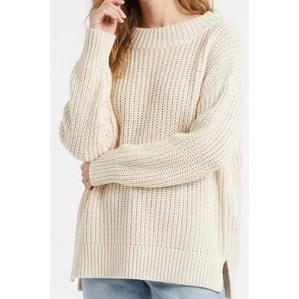 Aerie Offline Womens Cozy Chunky Sweater Size M Cream Oversized Shaker Knit